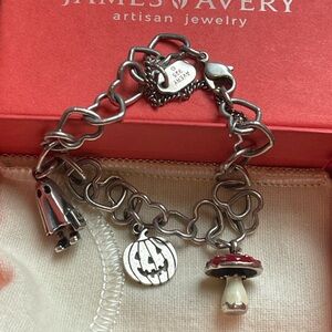 James Avery Sterling Silver Halloween Charm Bracelet with Mushroom & Pumpkin